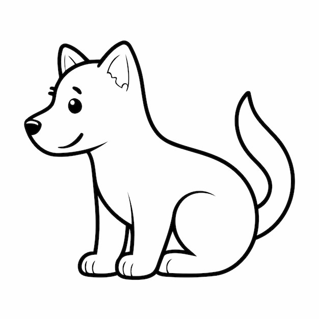 Ilustración vectorial linda dibujo de perro para niños pequeños página de colorear