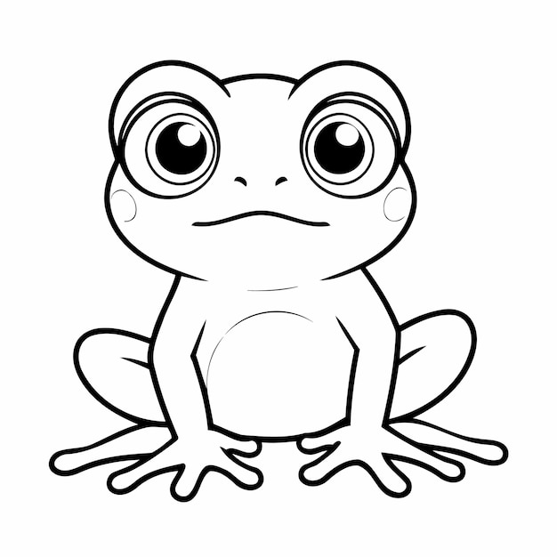 Ilustración vectorial linda dibujo de rana para niños página de colorear