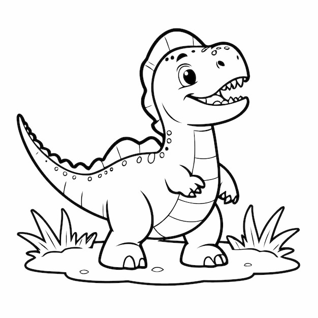 Ilustración vectorial linda dibujo de Spinosaurus para niños página