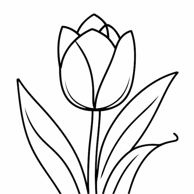 Ilustración vectorial linda dibujo de tulipanes para niños pequeños libro