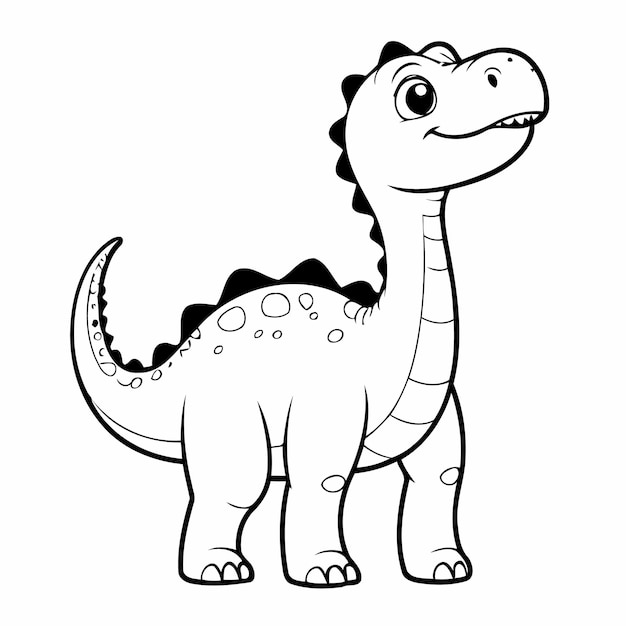 Ilustración vectorial linda Diplodocus para niños página de colorear