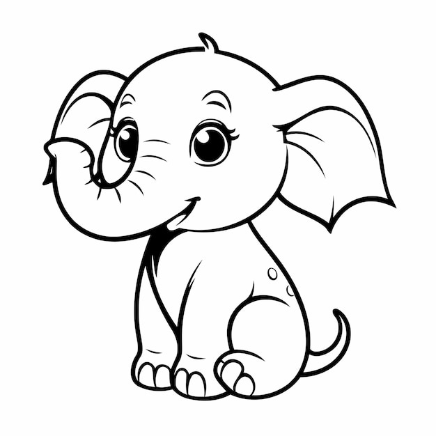 Ilustración vectorial linda Elefante dibujado a mano para niños pequeños