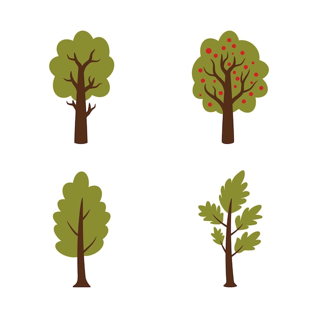 Ilustración vectorial linda de los elementos del bosque