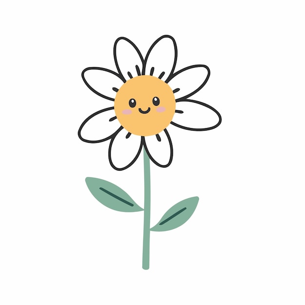 Ilustración vectorial de una linda flor para libros de cuentos para niños pequeños