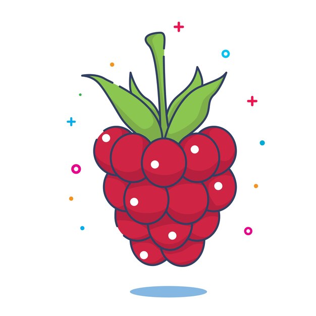 Ilustración vectorial linda de frambuesa