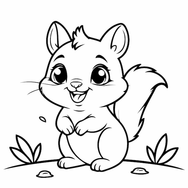 Vector ilustración vectorial linda garabateo de chipmunk para niños página de colorear