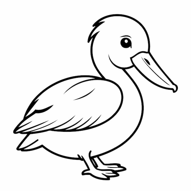 Ilustración vectorial linda garabateo de pelícano para niños hoja de trabajo para colorear
