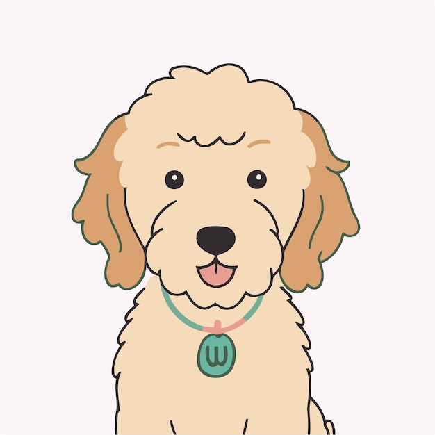 Vector ilustración vectorial linda de un goldendoodle para niños pequeños