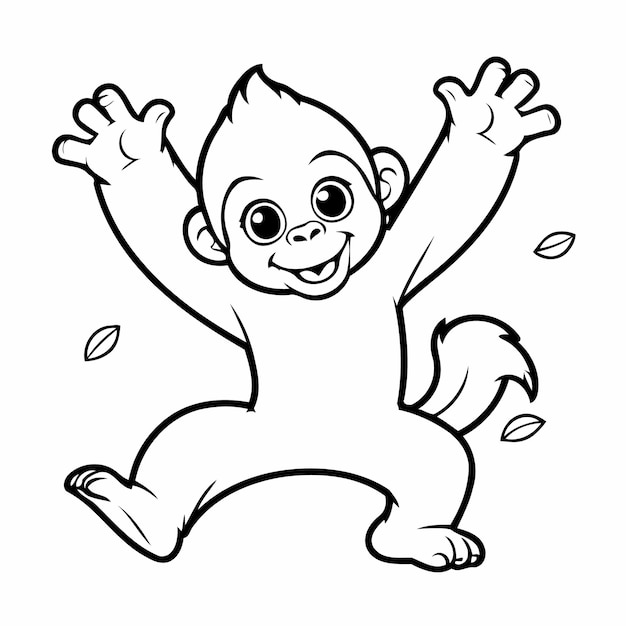 Ilustración vectorial linda Gorilla doodle para niños página de colorear