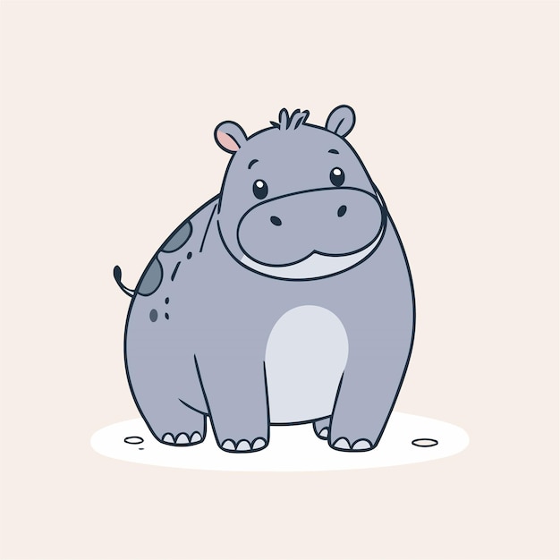 Ilustración vectorial linda de un hipopótamo para libros de cuentos para niños pequeños