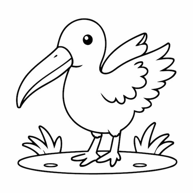 Vector ilustración vectorial linda ibis actividad de coloreo de garabatos para niños