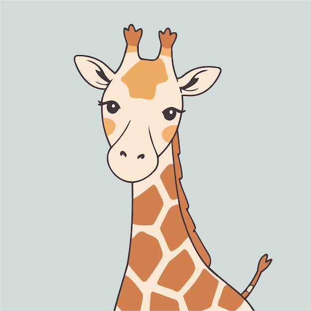 Ilustración vectorial linda de una jirafa para libros de cuentos para niños pequeños