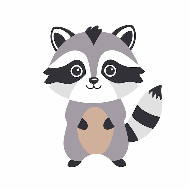 Ilustración vectorial linda de un mapaches para niños pequeños