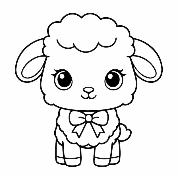 Ilustración vectorial linda de ovejas para niños página de colorear