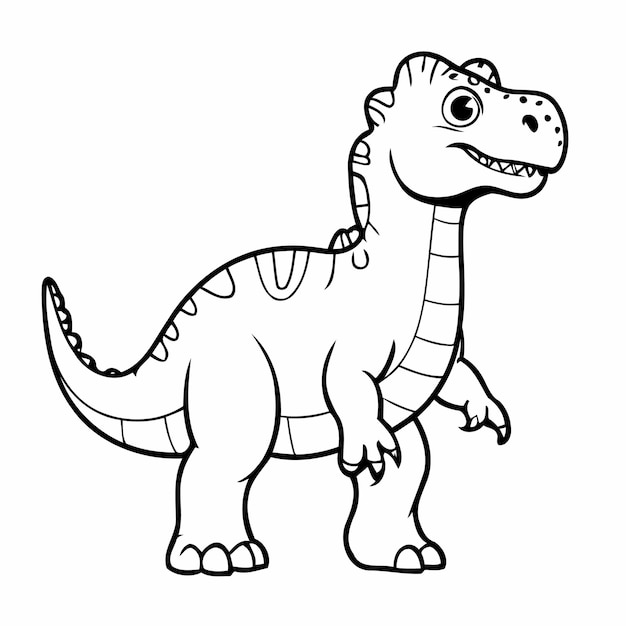 Vector ilustración vectorial linda página de colorear dino para niños