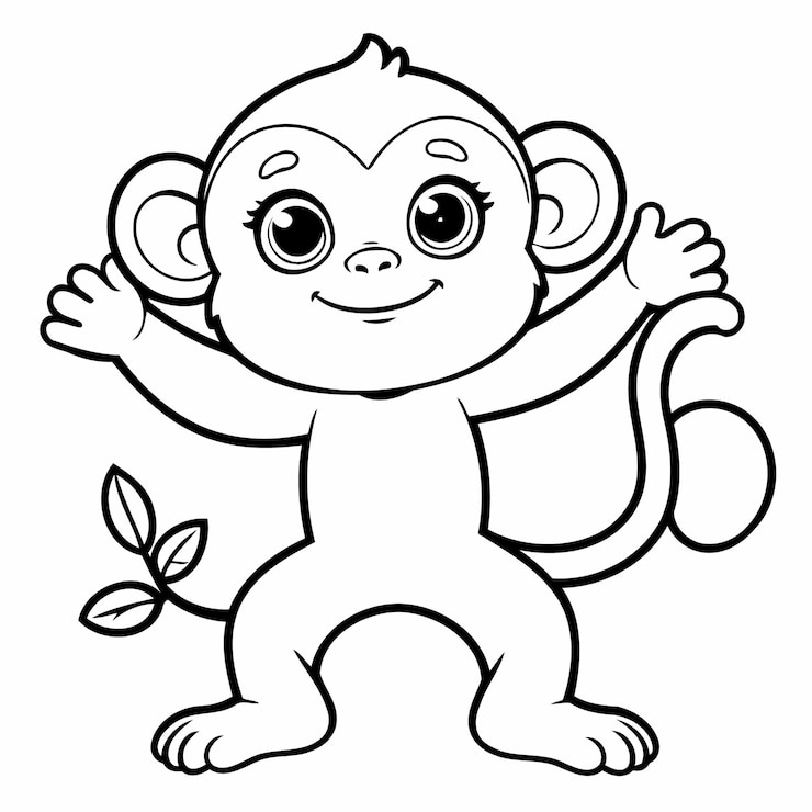 Vector ilustración vectorial linda página para colorear de monos para niños