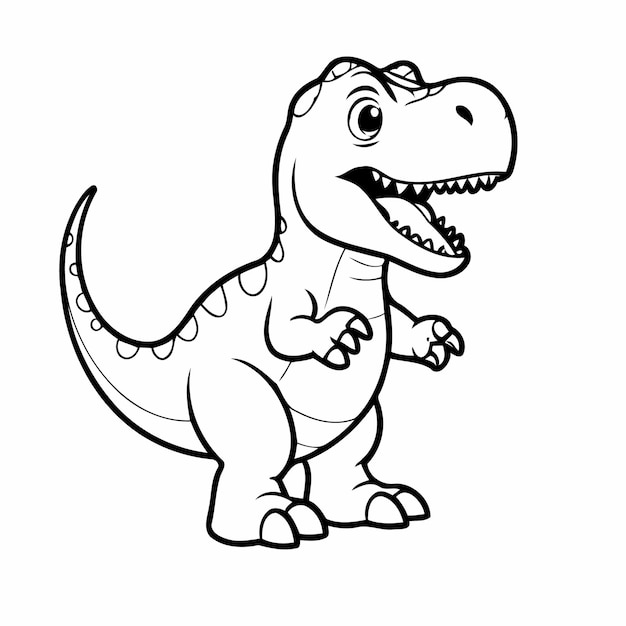 Ilustración vectorial linda página de colorear Tyrannosaurus para niños