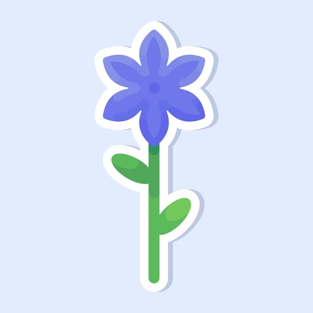 Ilustración vectorial de una linda pegatina de flor azul