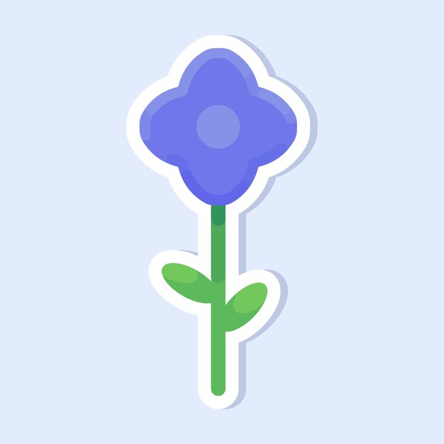 Ilustración vectorial de una linda pegatina de flor azul