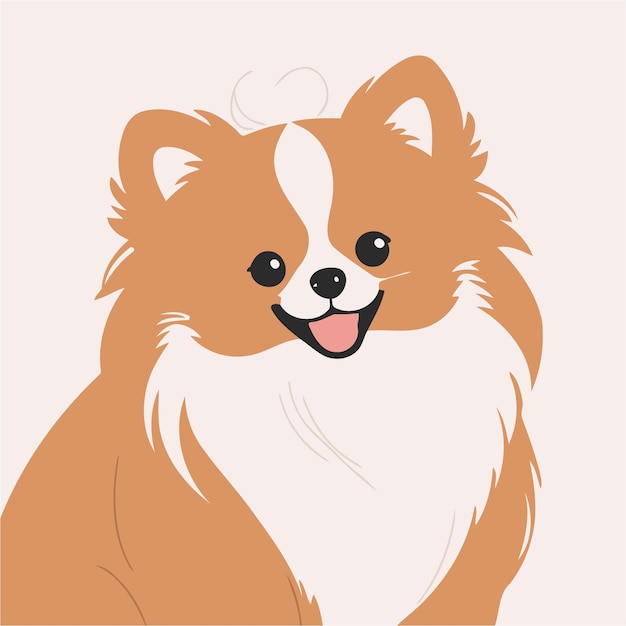 Ilustración vectorial linda de un Pomeranian para libros infantiles