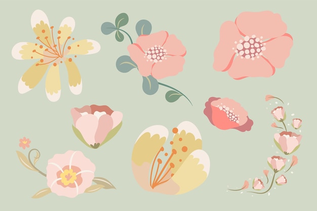 Ilustración vectorial linda de la primavera de la flor pastel