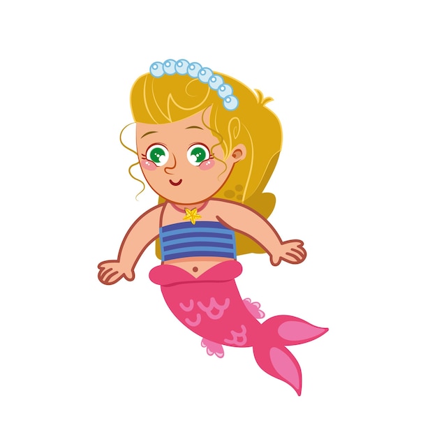 Ilustración vectorial de linda sirena y accesorio