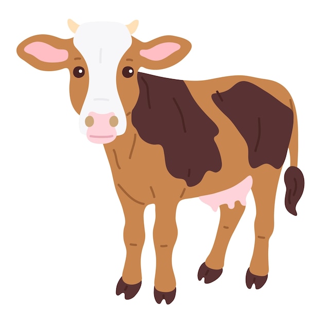 Ilustración vectorial de una linda vaca garabateada para tarjetas de felicitación de sellos digitales