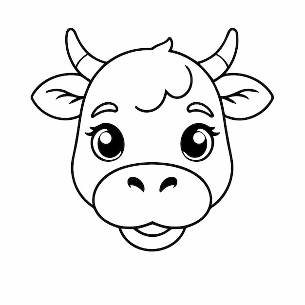 Ilustración vectorial de una linda vaca para niños actividad de coloreo
