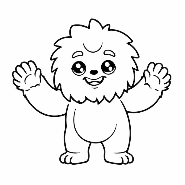 Ilustración vectorial linda Yeti para niños página de actividad de colorear