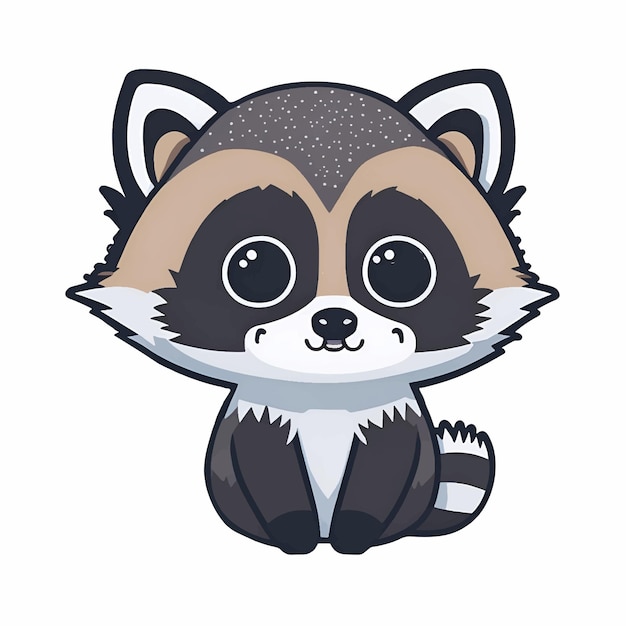 Ilustración vectorial de un lindo animal estilo mapache kawaii