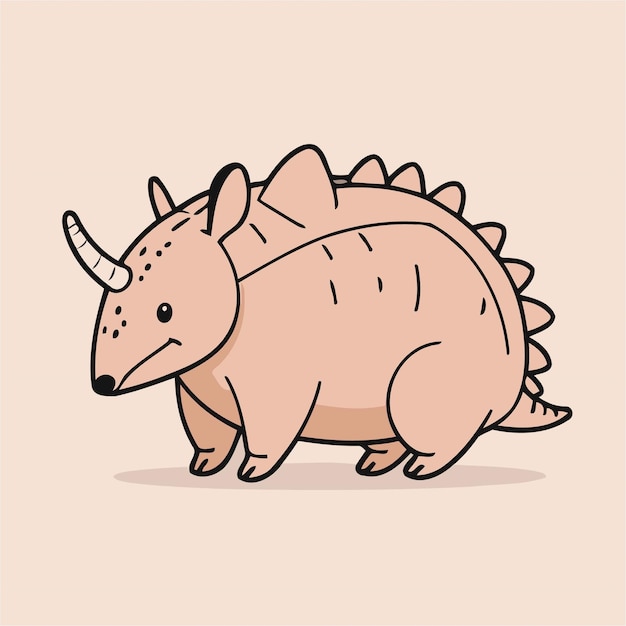 Ilustración vectorial de un lindo armadillo para libros de cuentos para niños pequeños