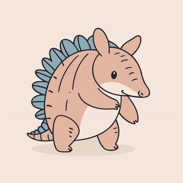 Ilustración vectorial de un lindo armadillo para libros de cuentos para niños
