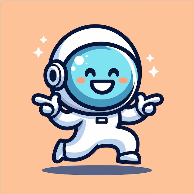 Ilustración vectorial de un lindo astronauta de dibujos animados bailando