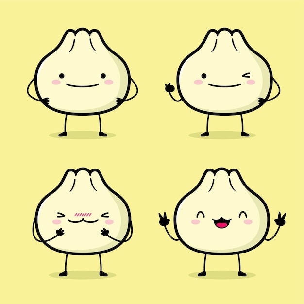 Ilustración vectorial de lindo bollo emoji