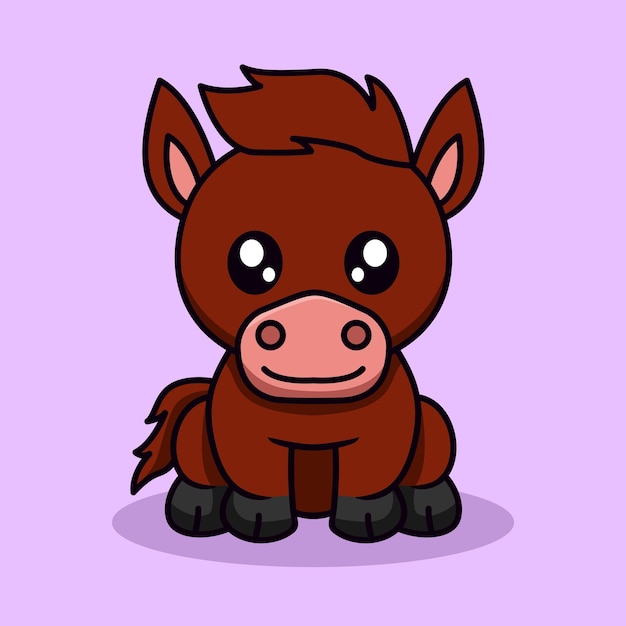 Ilustración vectorial de lindo caballo y animal chibi