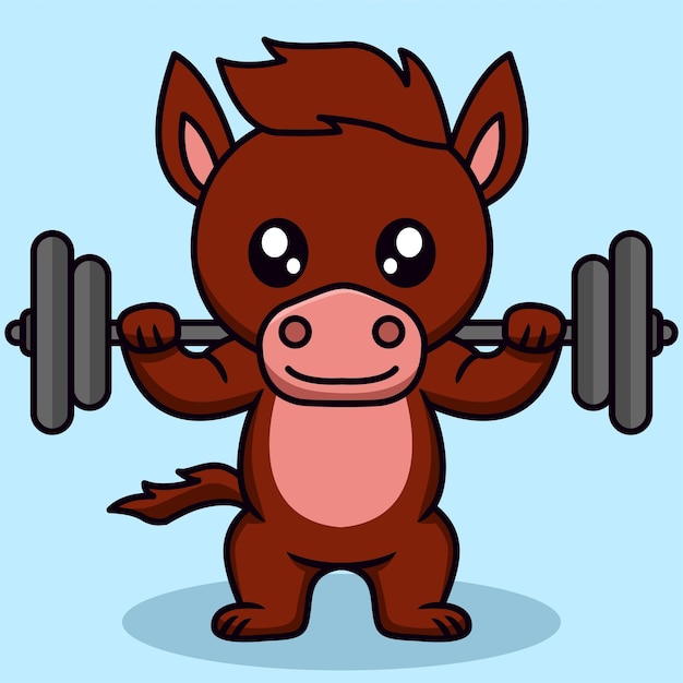 Vector ilustración vectorial de lindo caballo y animal chibi