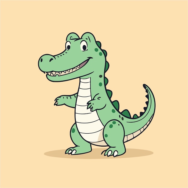 Ilustración vectorial de un lindo cocodrilo para libros de cuentos para niños