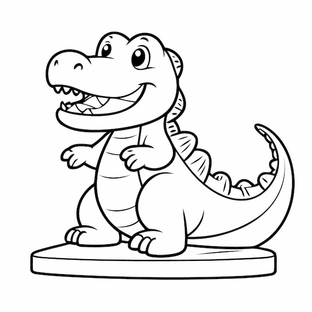 Ilustración vectorial de un lindo cocodrilo para niños para colorear