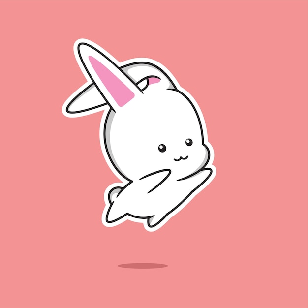 ilustración vectorial de lindo conejito blanco saltando