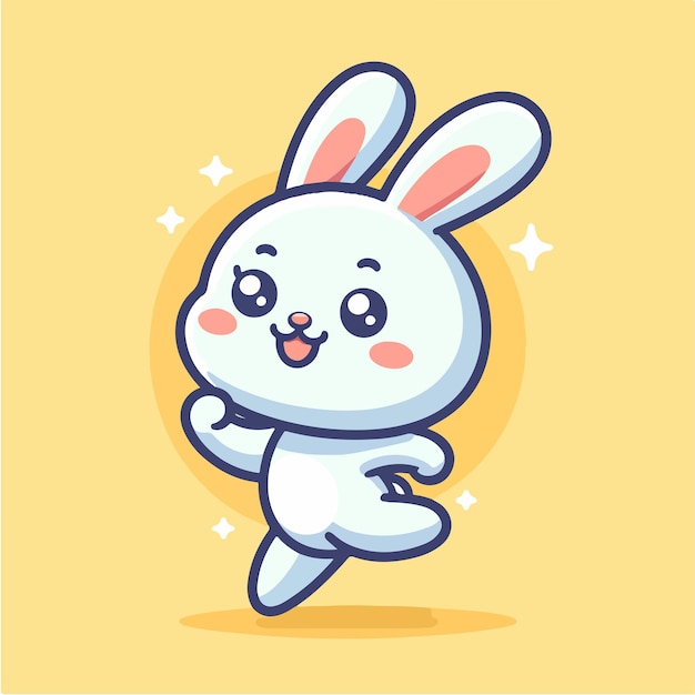 Ilustración vectorial de un lindo conejo de dibujos animados bailando
