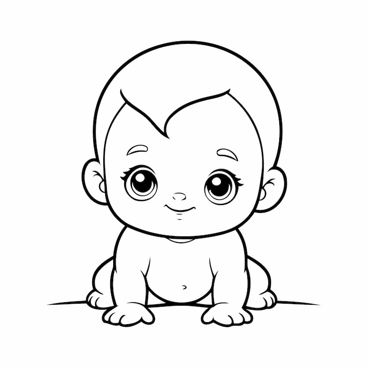 Vector ilustración vectorial de un lindo dibujo de bebé para niños pequeños página de colorear