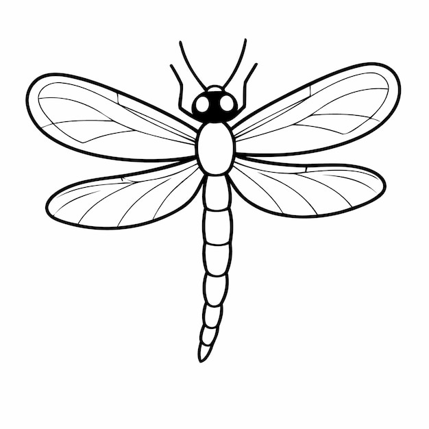 Vector ilustración vectorial de un lindo dibujo de dragonfly para niños pequeños página de colorear