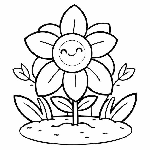 Ilustración vectorial de un lindo dibujo de flores para niños