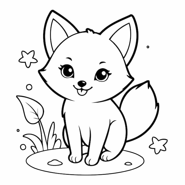 Ilustración vectorial de un lindo dibujo de Fox para la página de niños