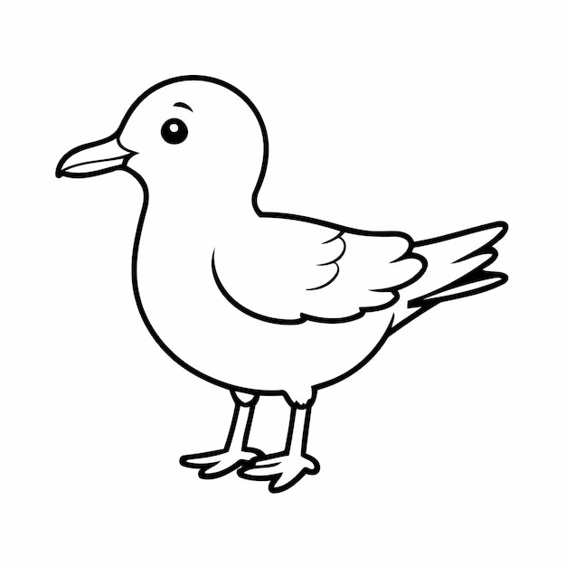 Vector ilustración vectorial de un lindo dibujo de gaviota para niños página de colorear