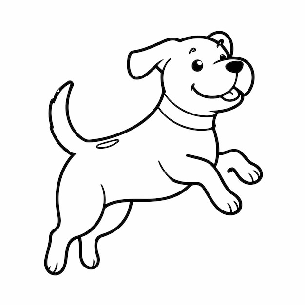 Ilustración vectorial de un lindo dibujo de perro para niños página de colorear
