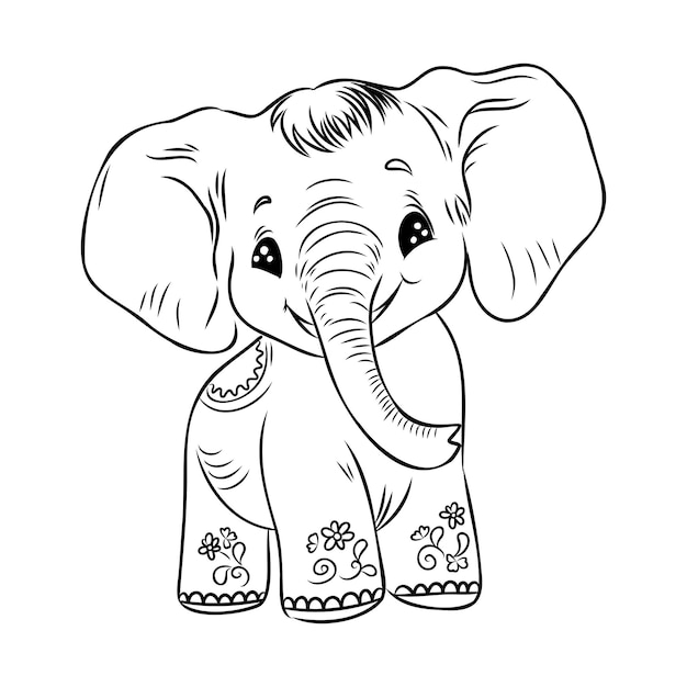 Ilustración vectorial de un lindo elefante bebé