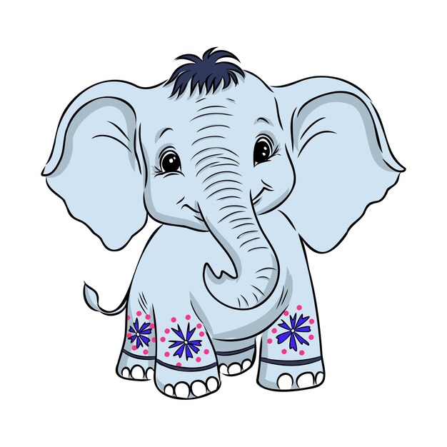 Ilustración vectorial de un lindo elefante bebé