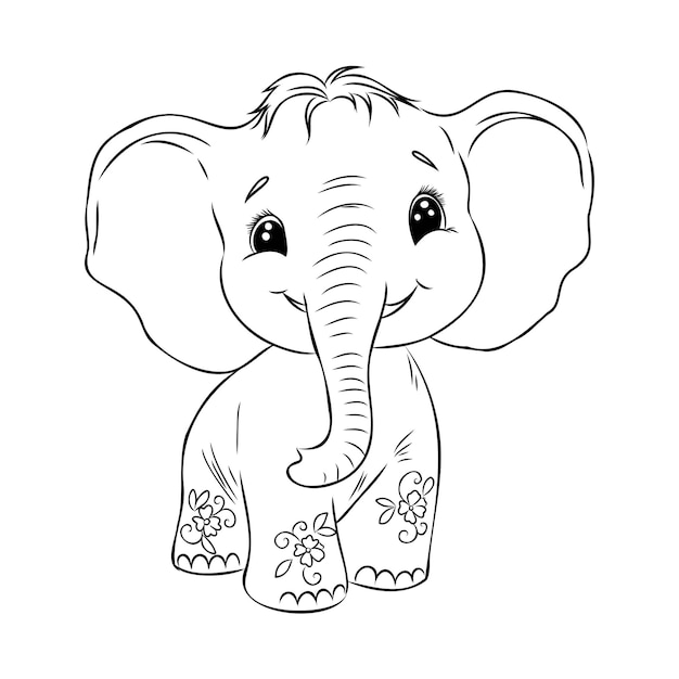 Ilustración vectorial de un lindo elefante bebé