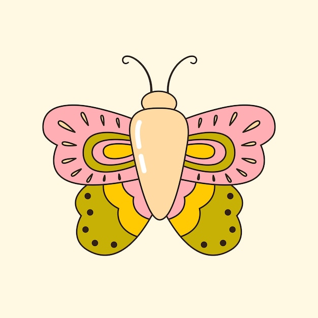 Ilustración vectorial del lindo elemento de mariposa y2k 90s accesorio de dibujos animados para niñas